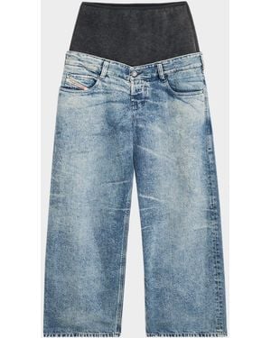 DIESEL Drop-Waist Cotton & Hemp Jeans - Blue