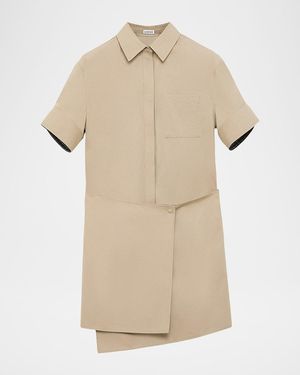 Loewe Wrapped Short-Sleeve Shirtdress - Natural