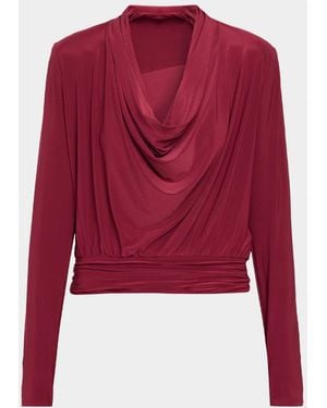 Ramy Brook Eden Cowl-Neck Blouse - Red