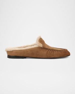 Vince Tevin Suede Shearling-Lined Loafers - White
