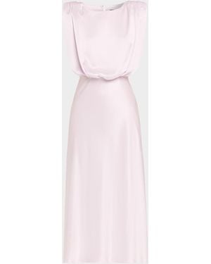 Toccin Floral Sleeveless Satin Midi Dress - Pink