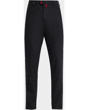 Kiton Apos;S Wool Flannel Slim Flat-Front Pants - Blue