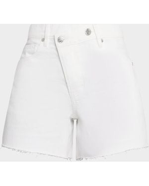Veronica Beard Ellis Mid-Rise Crossover Denim Shorts - White