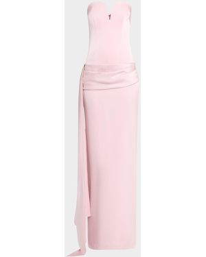 Alex Perry Strapless Satin Sash Corset Gown - Pink