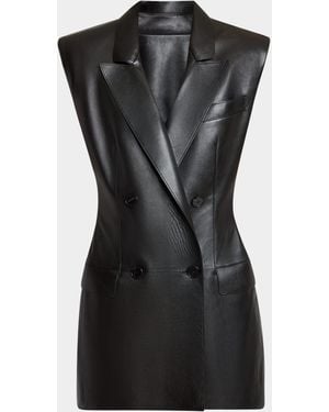 Givenchy Sleeveless Double-Breasted Leather Jacket - Black