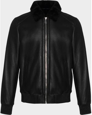 Gorski Apos;S Lamb Shearling Bomber Jacket - Black