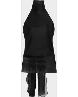Prabal Gurung Silk Organza Halter Top - Black