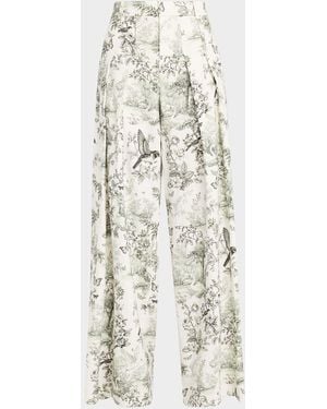 Alice + Olivia Blaire High-Rise Pleated Pants - White