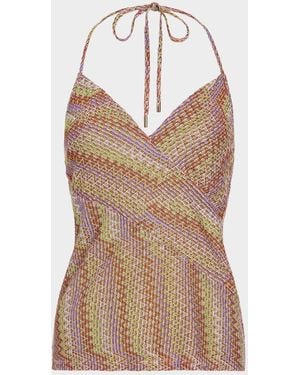 Ramy Brook Mallie Metallic Halter Top - Natural