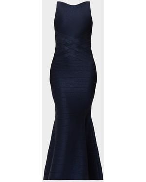 Hervé Léger The Lurex Dion Mermaid Dress - Blue