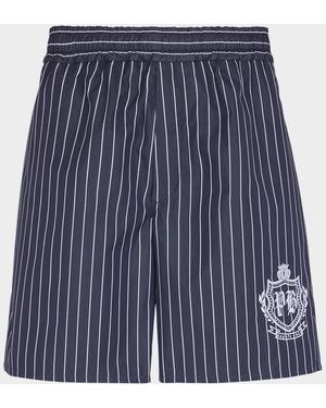 Balmain Stripe Poplin Pajama Shorts - Blue
