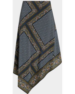 Veronica Beard Hartley Bandana Asymmetric Midi Skirt - Gray