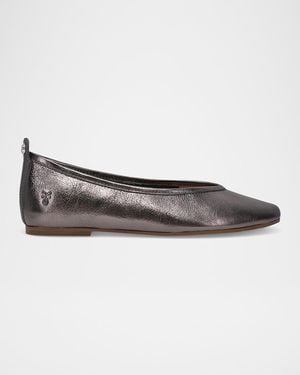 Frye Hayley Metallic Leather Ballerina Flats - Gray