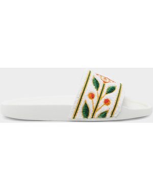 CASABLANCA Logo Embroidered Slides - White
