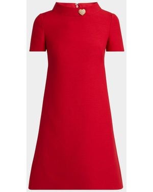 Valentino Garavani Crepe Couture Crystal Heart Mini Dress - Red