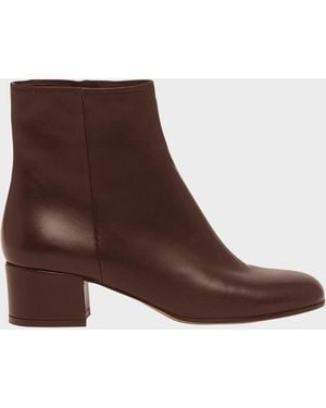Gianvito Rossi Leather Zip Ankle Booties - Brown