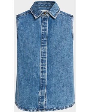 Still Here Emma Sleeveless Denim Top - Blue