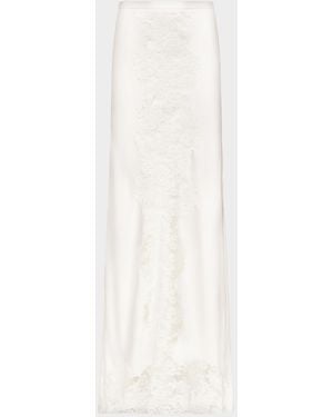 Twp Lace Silk Maxi Skirt - White