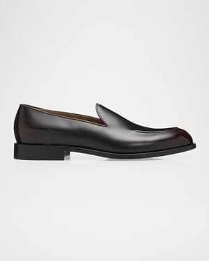 Kiton Apos;S Calfskin Apron-Toe Loafers - Black
