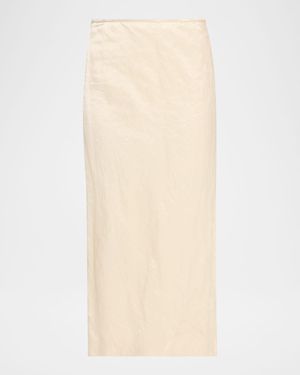 FFORME Mena Cotton-Blend Crinkled Straight Skirt - Natural