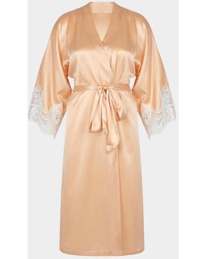 Lise Charmel Splendeur Lace-Trim Silk-Blend Robe - Natural