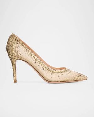 Gianvito Rossi 85Mm Rania Embellished Mesh Pumps - White