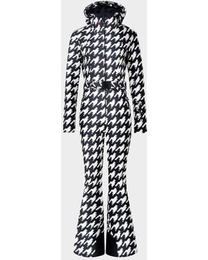 Perfect Moment Tignes Houndstooth Hooded Ski Suit - White