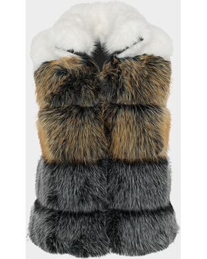 THEIA Fox-Like Faux Fur Vest - Gray