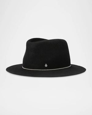 Maison Michel André Chain-Embellished Wool Felt Fedora - Black
