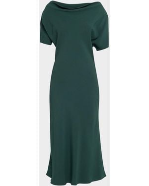 Kiton High-Neck Short-Sleeve Midi Dress - Green
