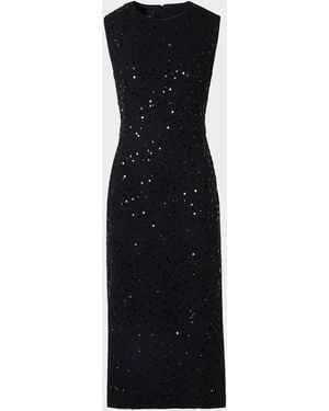 Akris Sequined Tweed Midi Sheath Dress - Black