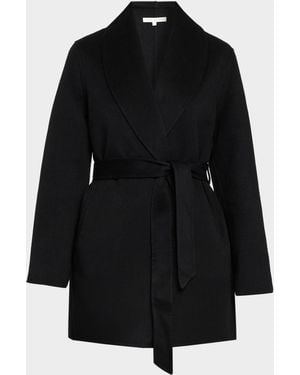 Sofiacashmere Double Face Wool-Cashmere-Blend Belted Wrap Coat - Black