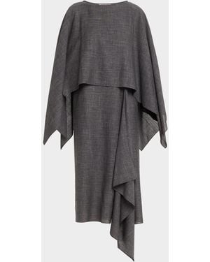 Michael Kors Wool-Silk Layered Caftan Midi Dress - Gray