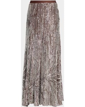 Rabanne Embellished Satin A-Line Maxi Skirt - Multicolor