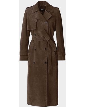 Mackage Gael Maxi Suede Trench Coat - Brown