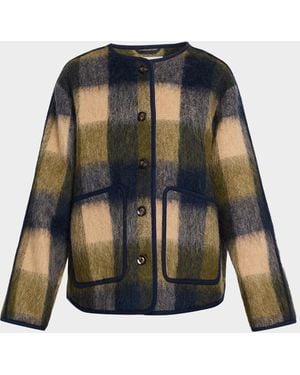 Tanya Taylor Janet Plaid Alpaca-Blend Jacket - Blue