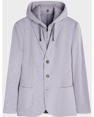 Bugatchi Apos;S Three-Button Blazer With Hooded Bib - Purple