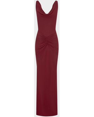 Nicholas Calia Cutout Cowl-Neck Column Gown - Red