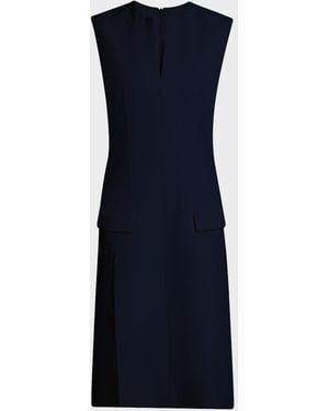 Ferragamo Split V-Neck Sleeveless Crepe Midi Dress - White