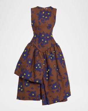 ShuShu/Tong Floral Beaded Fit-&-Flare Corset Dress - Purple