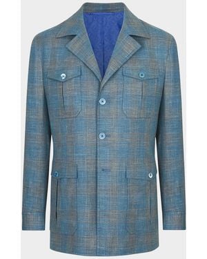 Stefano Ricci Apos;S Plaid Four-Pocket Field Jacket - Blue