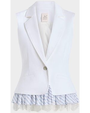 Cinq À Sept Roxie Le Petit Ruffle Denim Vest - White