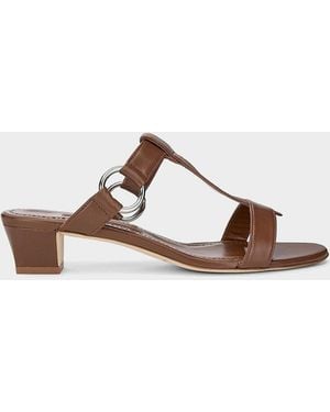 Manolo Blahnik 30Mm Mionamu Leather Mule Sandals - Multicolor