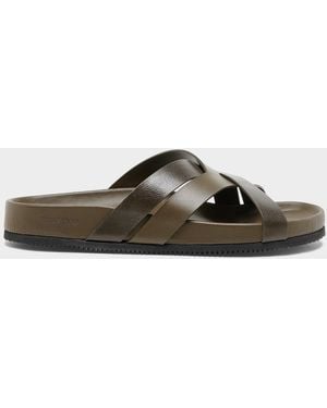 Tom Ford Apos;S Crisscross Strap Leather Sandals - Brown
