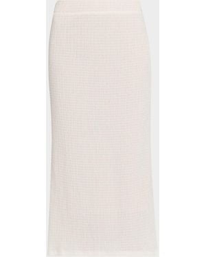 Vince Knit Shadow Grid Midi Skirt - White