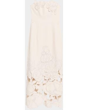 LEO LIN Rayna Strapless Floral Applique Column Maxi Dress - Natural