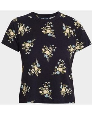 Veronica Beard Carla Floral Crewneck Tee - Black