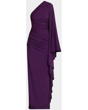 Michael Kors Draped One-Shoulder Column Gown - Purple