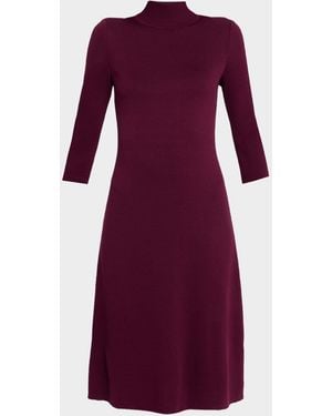 Misook Mock-Neck Knit Midi Dress - Purple