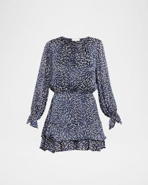Ramy Brook Marianna Floral Silk-Blend Mini Dress - Blue